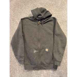 Carhartt Jacket Mens Medium Regular Gray Loose Fit Full Zip Hoodie Workwear *